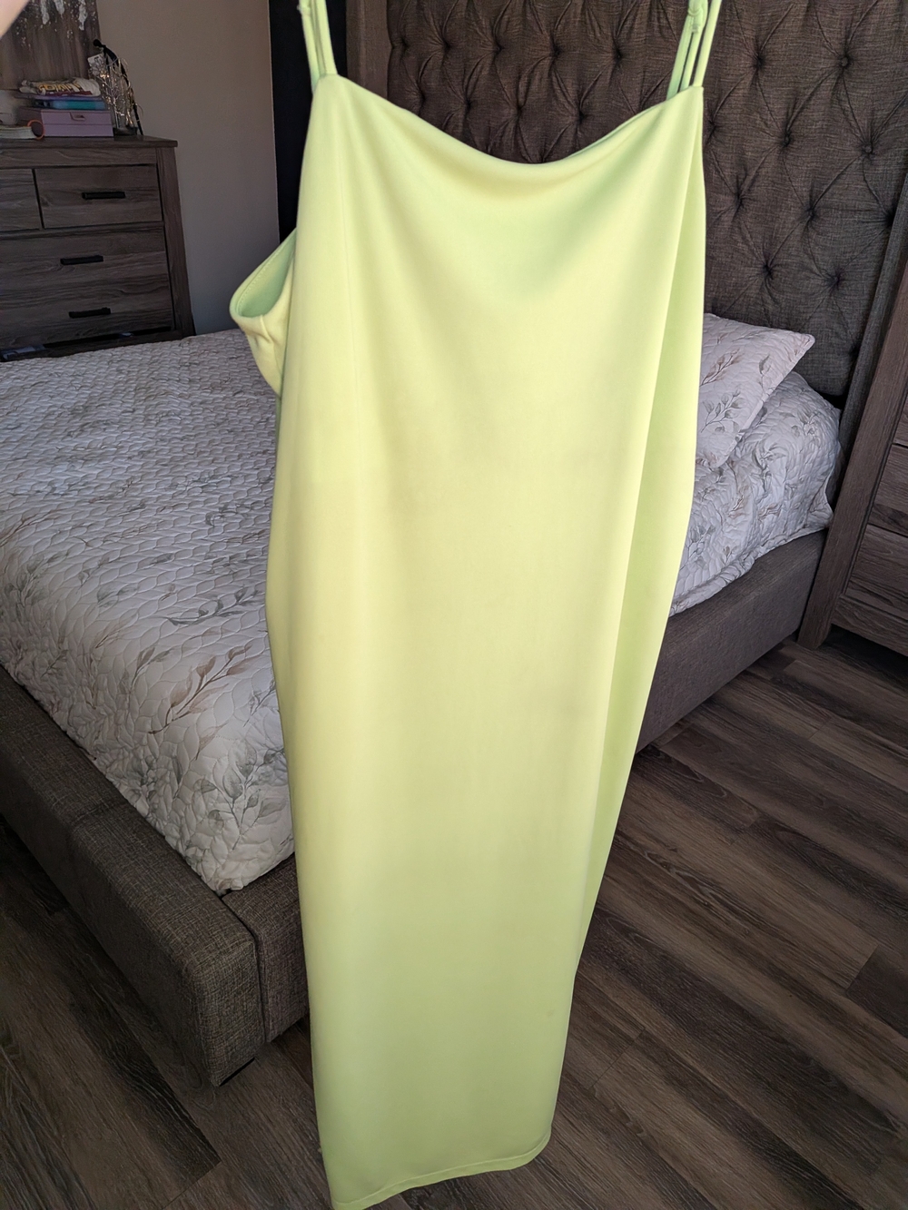H&M Neon Lime Maxi Slip Dress with Double Straps